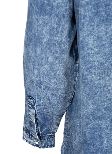 Lang skjorte i lyocell, Denim blue stone wash, Packshot image number 3