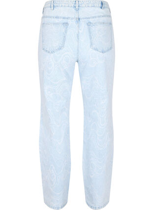 Cropped MIlle mom jeans med mønster, Light blue denim, Packshot image number 1