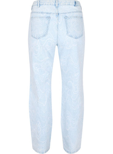 Cropped MIlle mom jeans med mønster, Light blue denim, Packshot image number 1