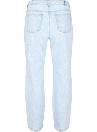Cropped MIlle mom jeans med mønster, Light blue denim, Packshot image number 1