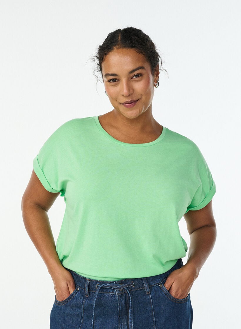 Kortermet T-skjorte i bomullsblanding, Gr&oslash;nn, Model image number 0