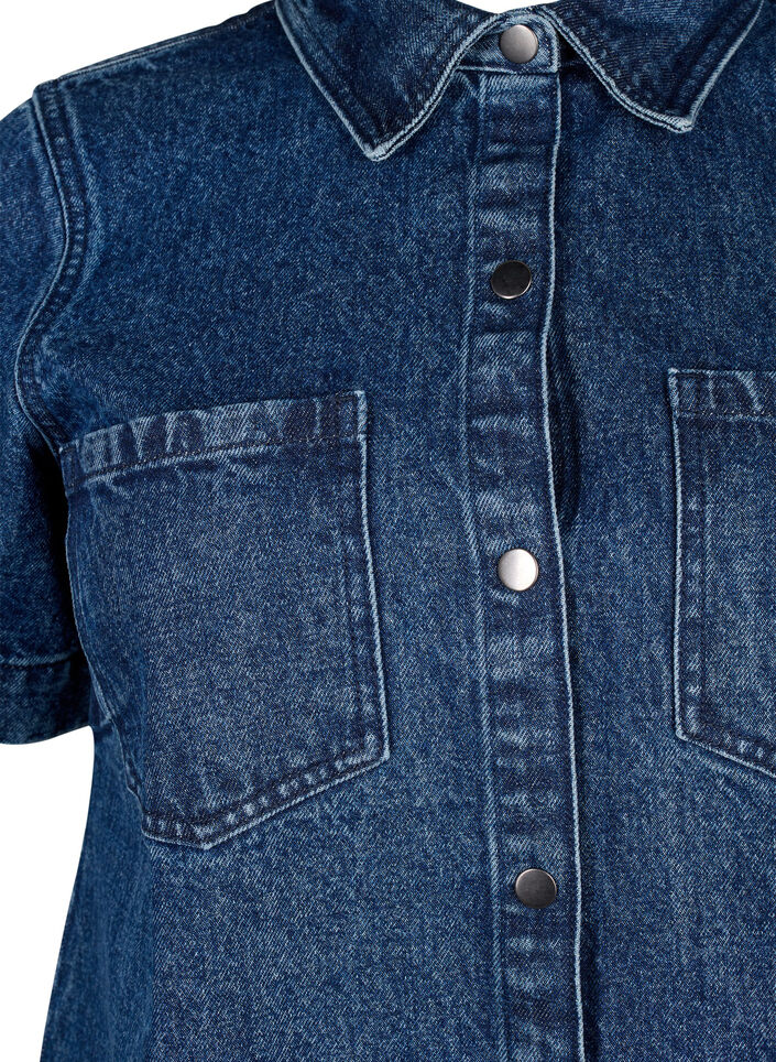 Lang denimskjorte med korte ermer, Blue Denim, Packshot image number 2