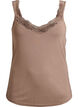 Topp i viskose med blondekant, Beige, Packshot image number 0