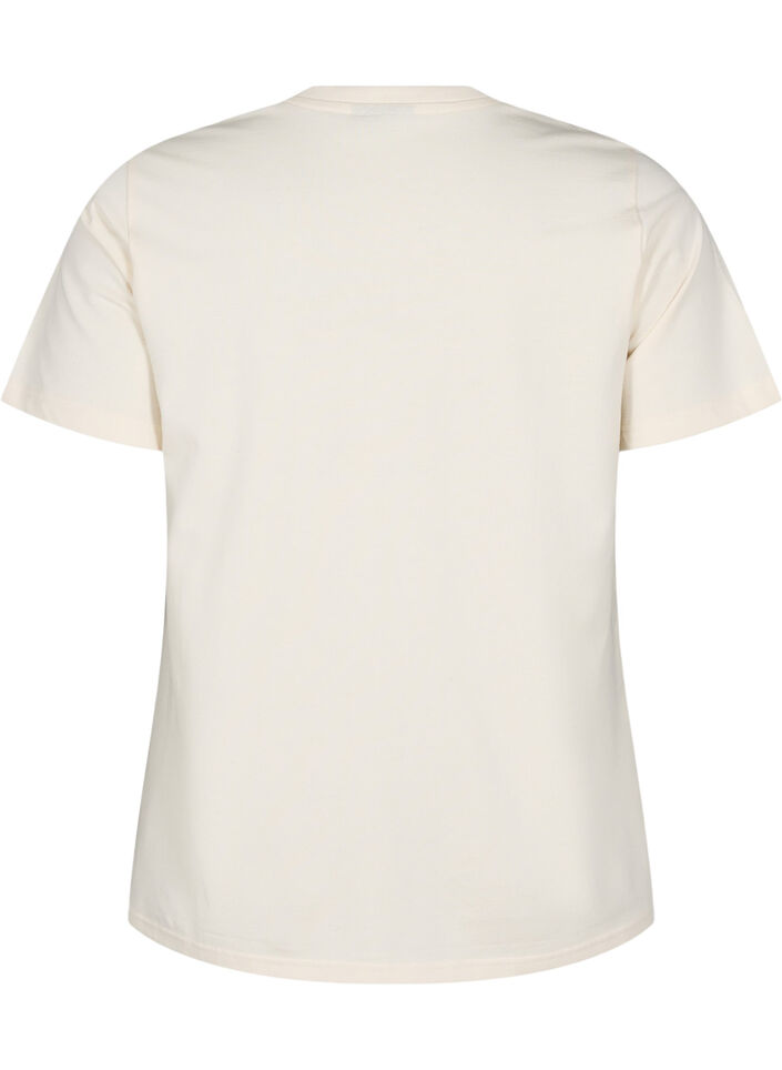 Økologisk bomulls-T-skjorte med trykk på forsiden, Vanilje, Packshot image number 1