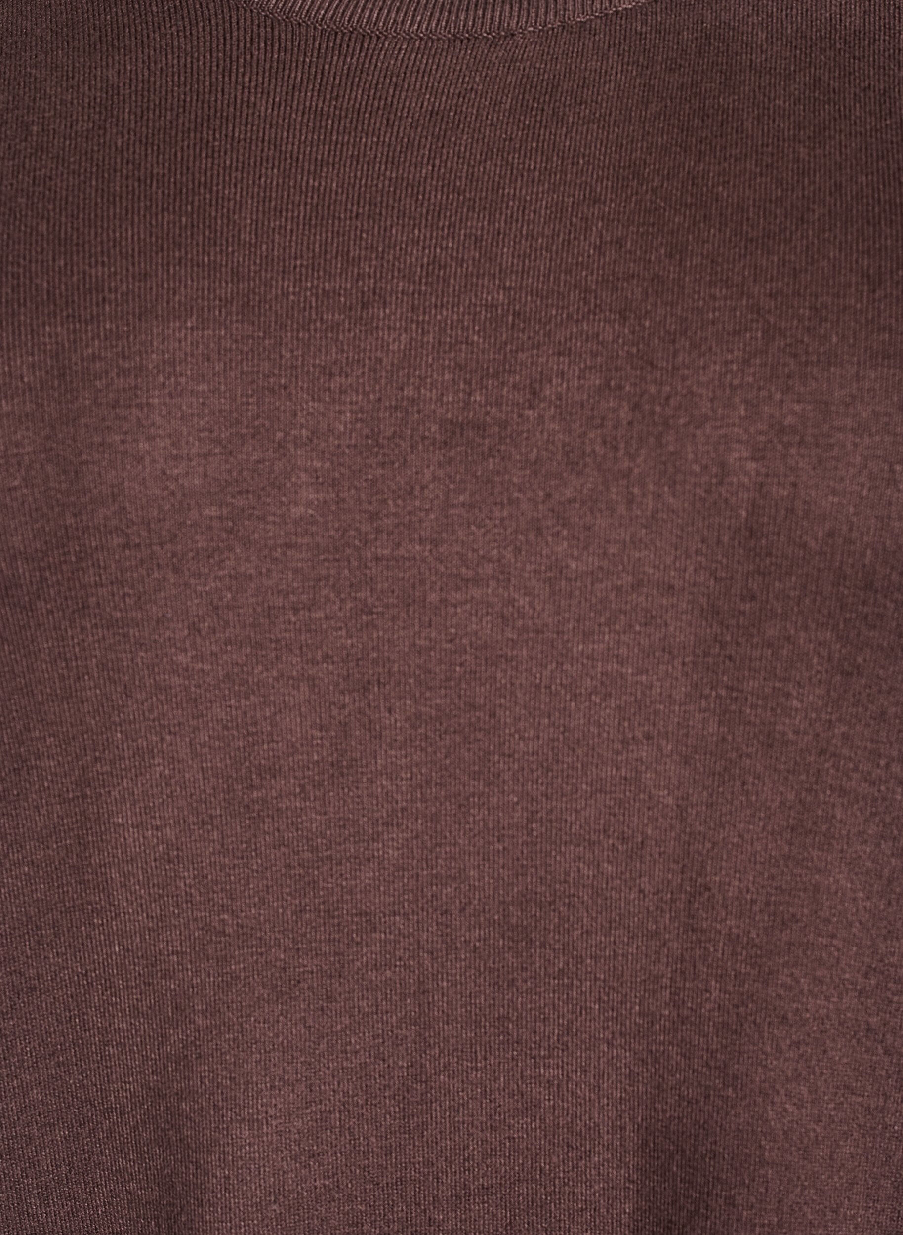 Zizzi Knelang strikkekjole med korte ermer, Brun, Packshot image number 2