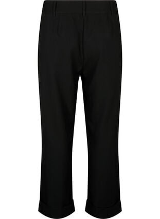 Bukser med høy midje og oppbrett, Black, Packshot image number 1