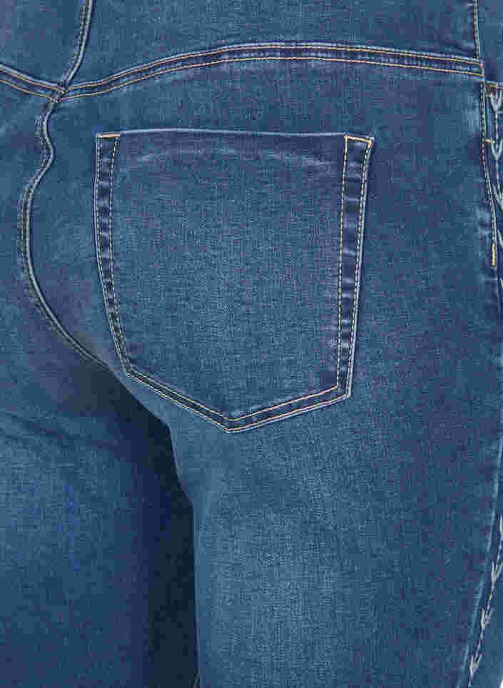 Nille jeans med høyt liv og broderi, Blue denim, Packshot image number 3