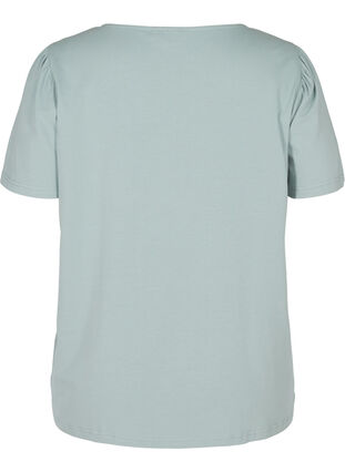 Kortermet T-skjorte med blondedetaljer, Silver Blue, Packshot image number 1
