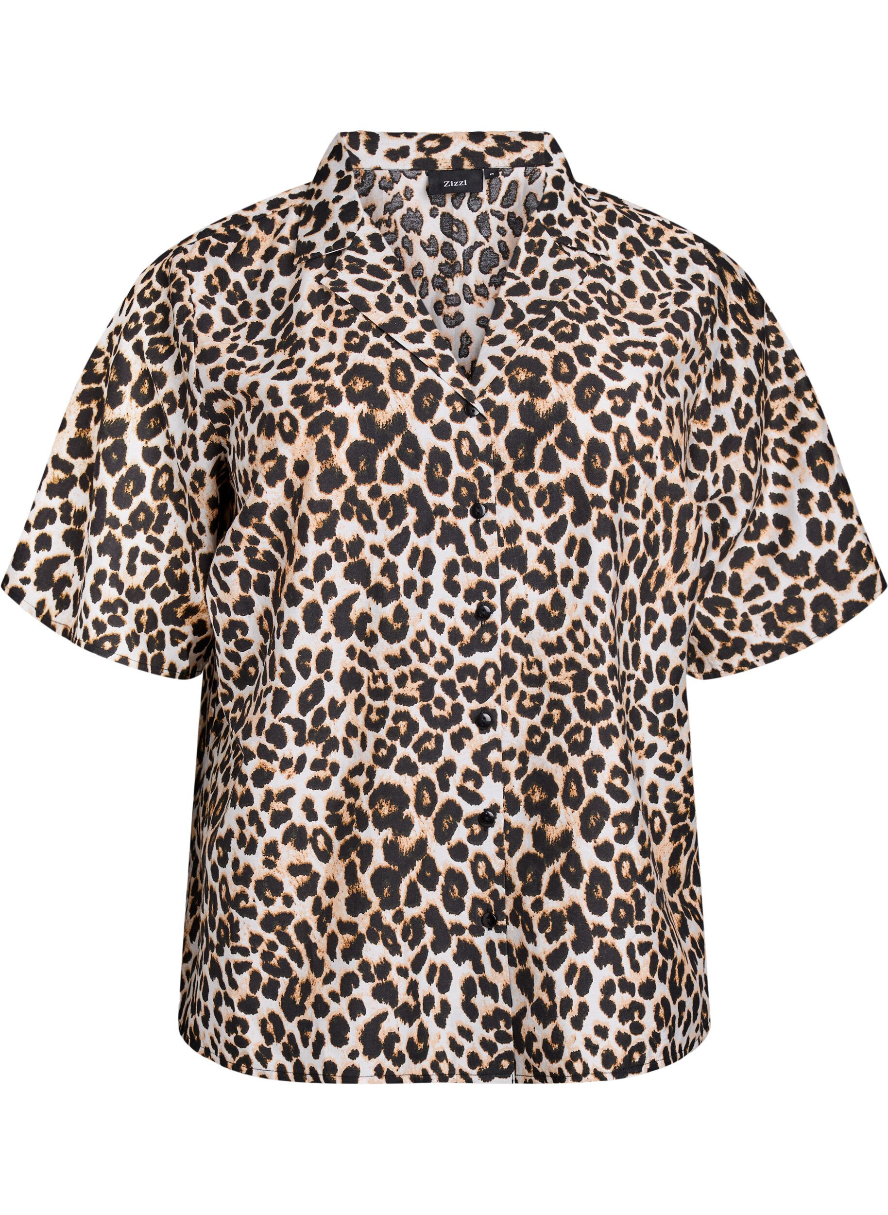 Skjorte bluse med print og V-hals
