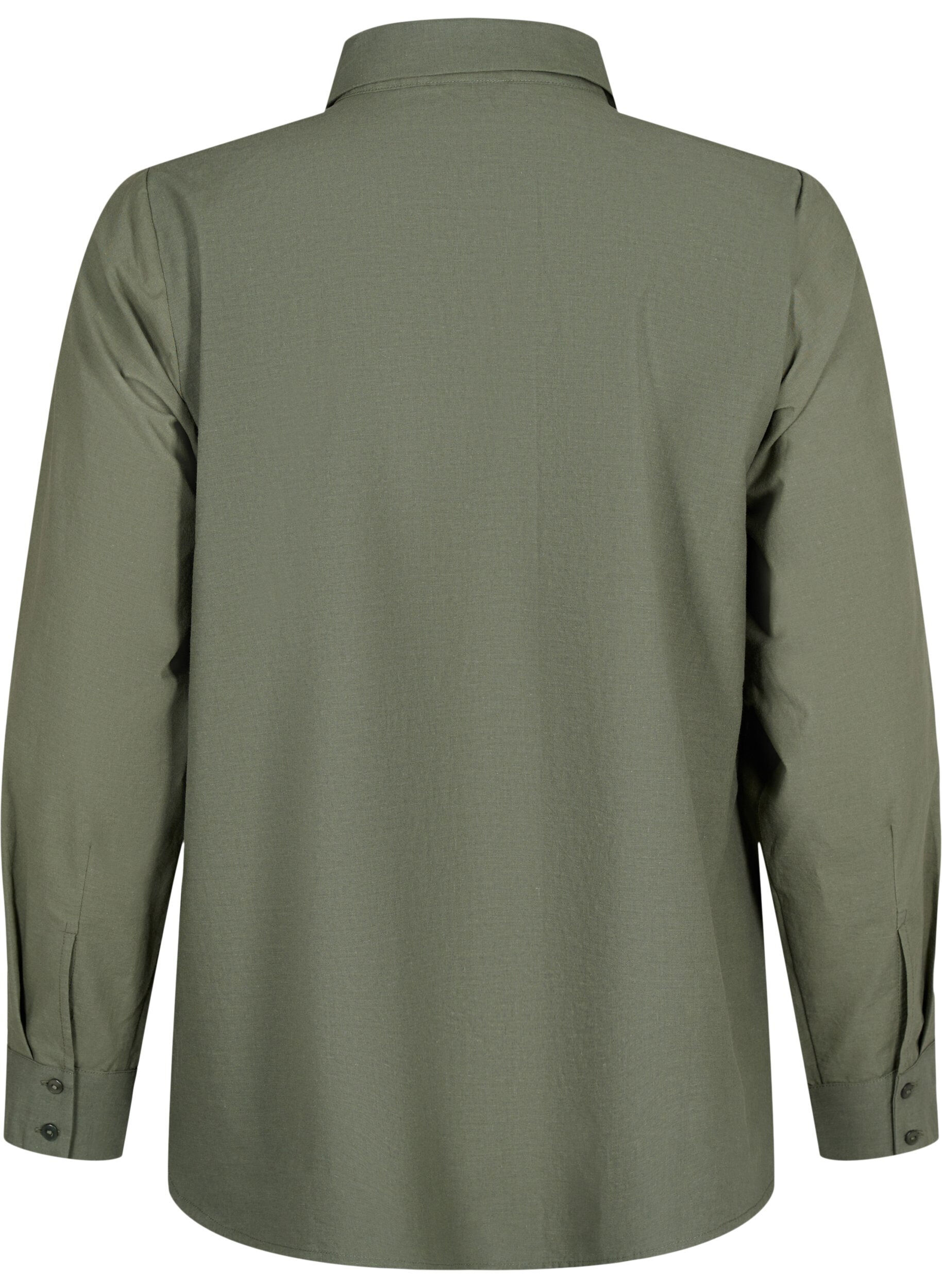 Zizzi Bomullsskjorte med engelsk broderi, Thyme, Packshot image number 1