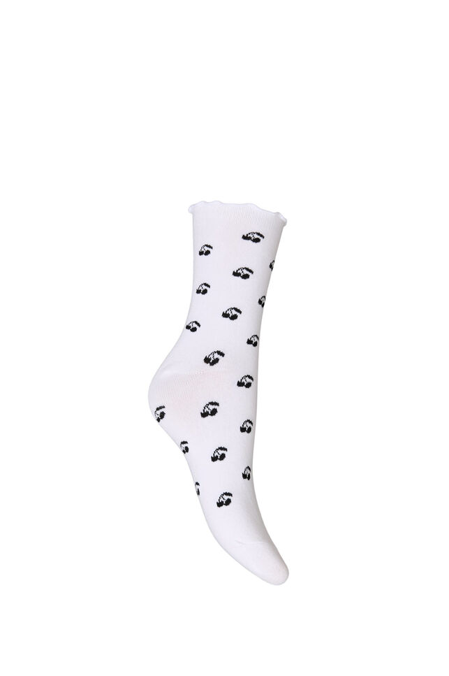 Bomullssokker med m&oslash;nster, Hvit, Packshot image number 1
