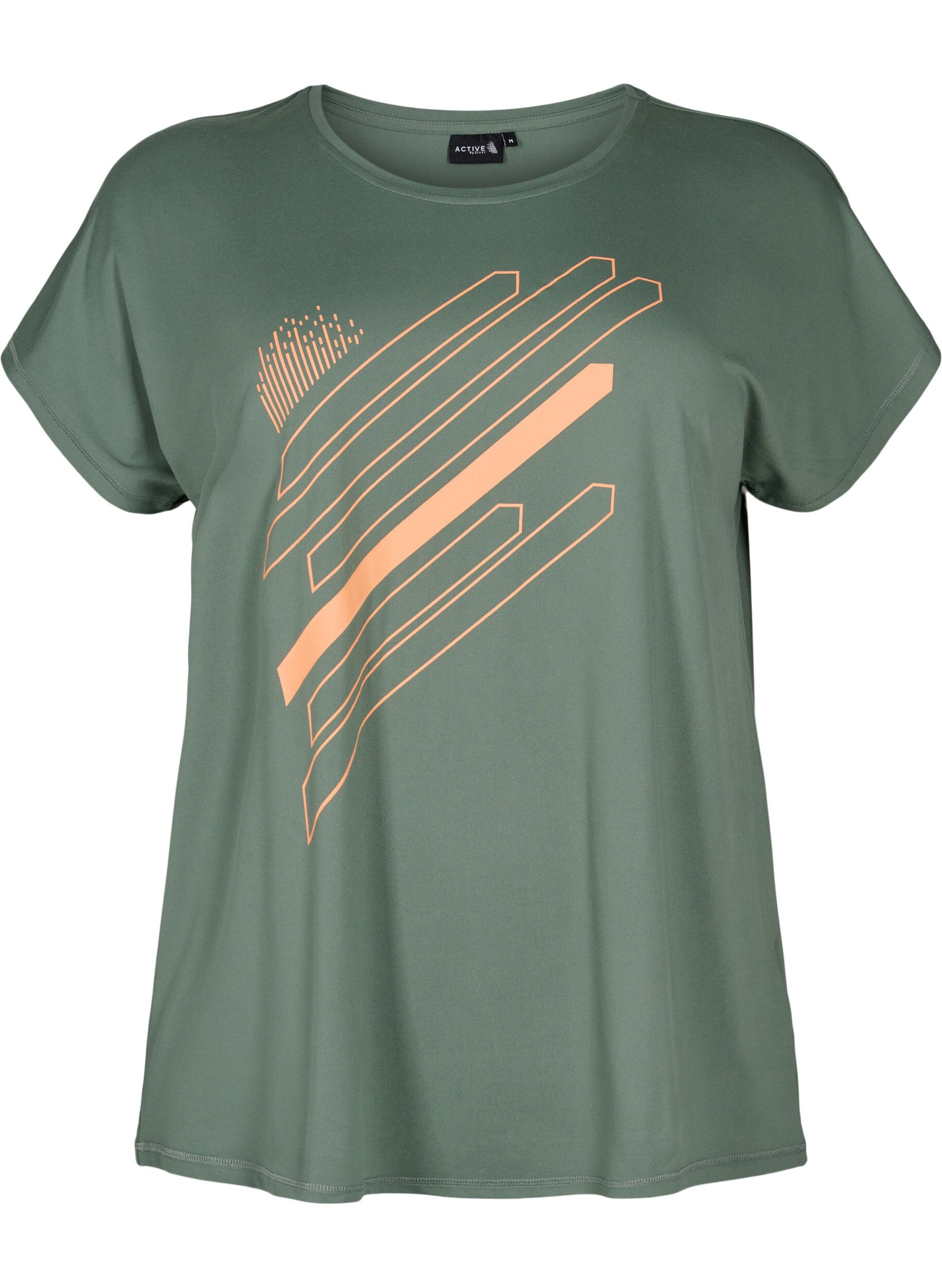 Zizzi Kortermet trenings T-skjorte med m&oslash;nster, Laurel W. w. Print, Packshot image number 0