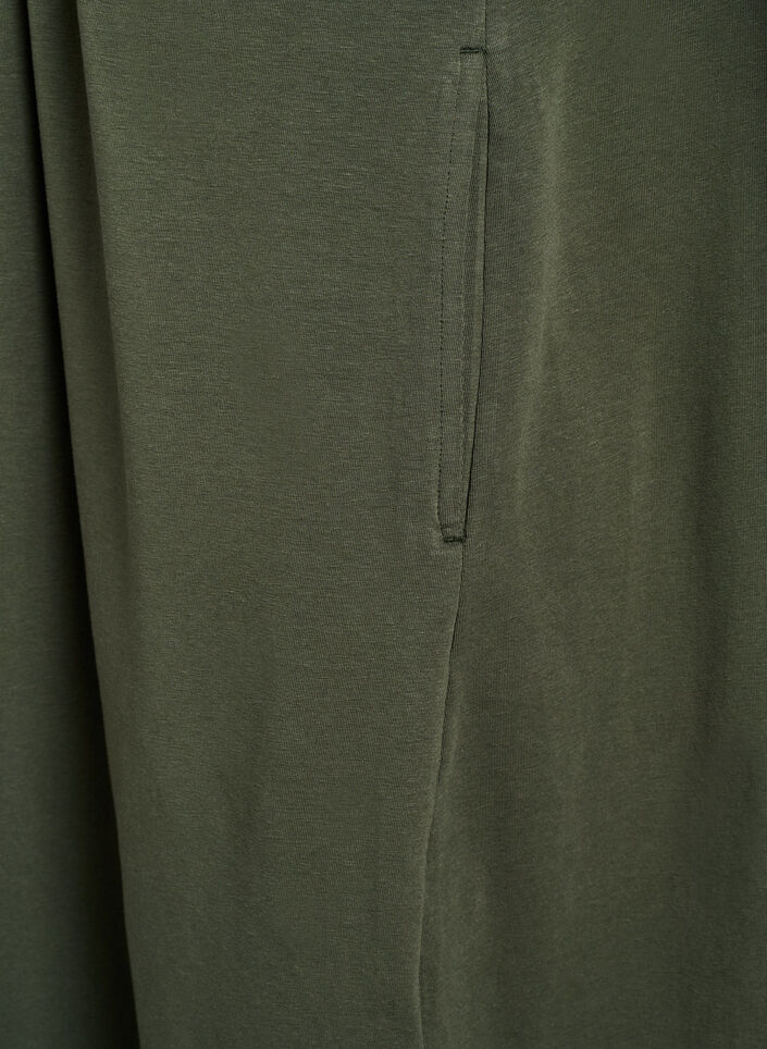 Midikjole i bomull med korte ermer, Grønn, Packshot image number 4