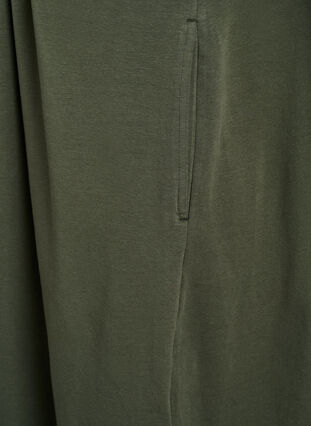 Zizzi Midikjole i bomull med korte ermer, Grønn, Packshot image number 4