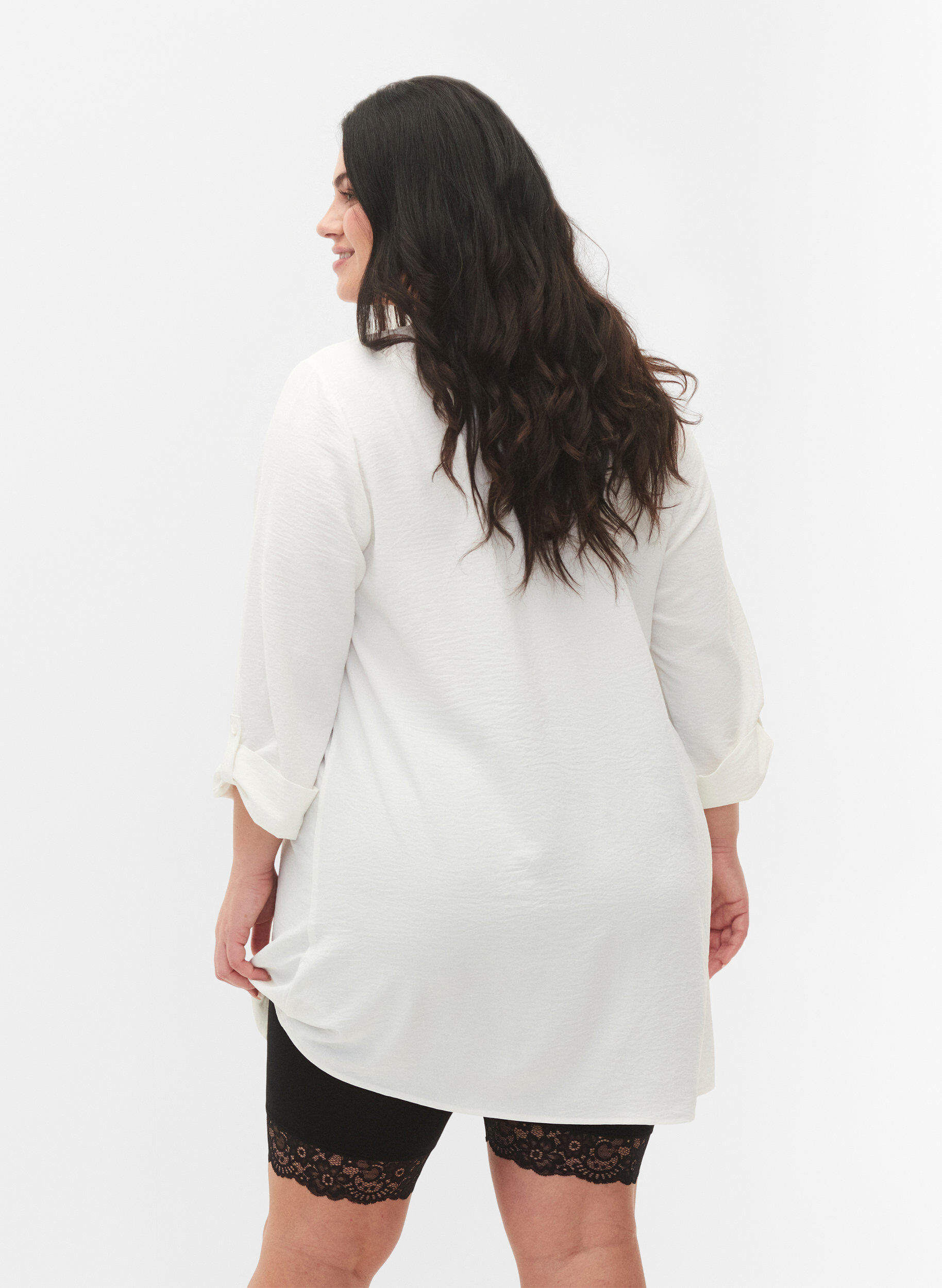 ZizziSykkelshorts med blondekant, Svart, Model image number 2