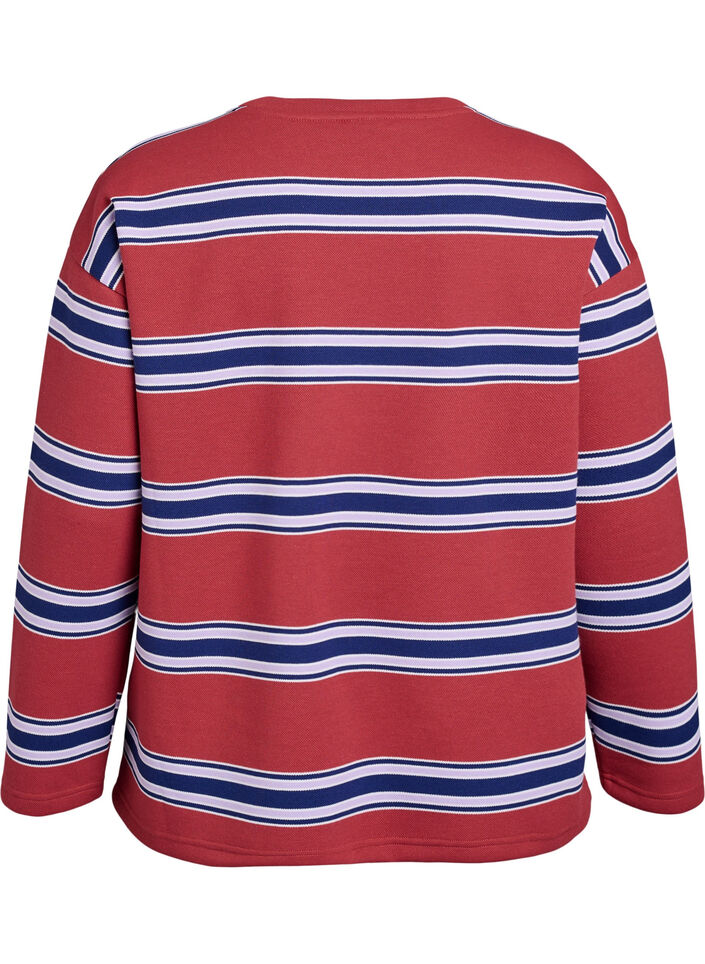 Jerseybluse med brede striper, Rød, Packshot image number 1