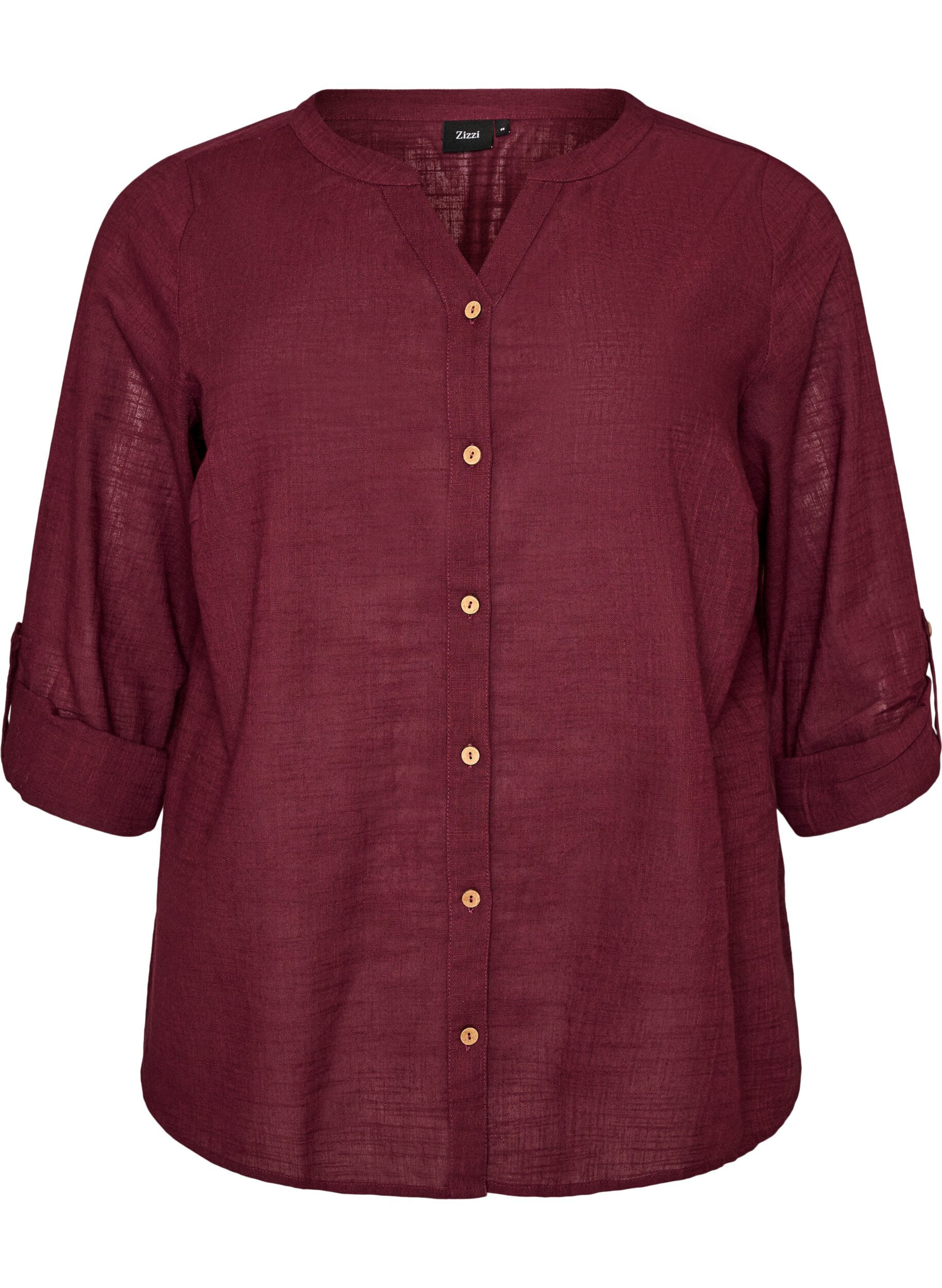 ZizziBomullsbluse med V-hals, R&oslash;d, Packshot image number 0