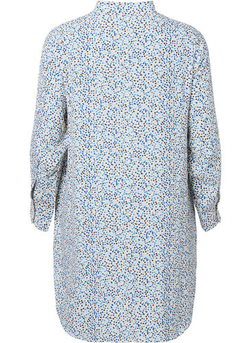 Prikket viskosekjole med knapper, Blue Dot AOP, Packshot image number 1