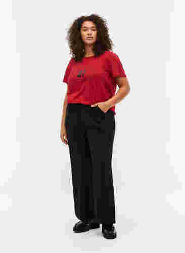 T-skjorte i bomull med trykk foran, Tango Red LOS , Model image number 2