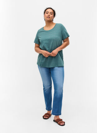 Mønstrete T-skjorte i bomull, Balsam Green DOT, Model image number 2