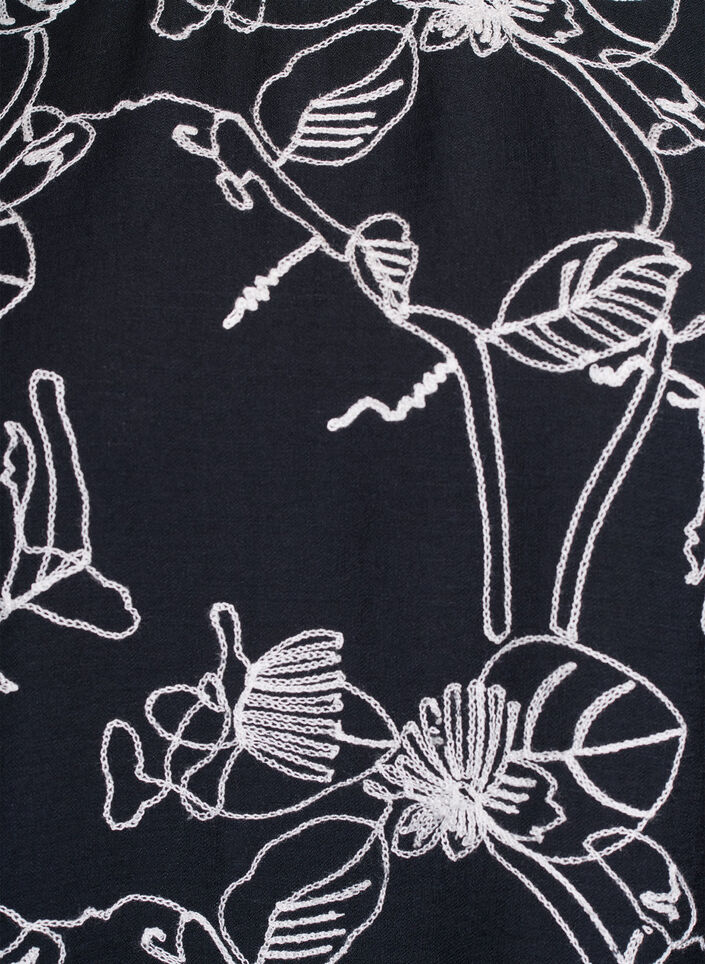 Kortermet bluse med brodert m&oslash;nster, Svart, Packshot image number 2