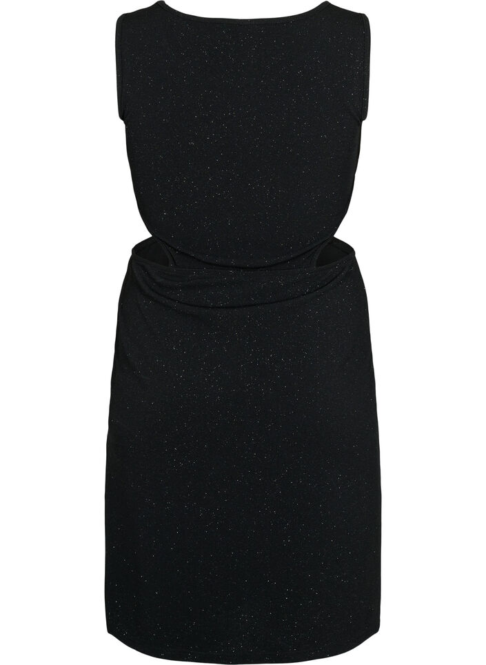 Ermeløs kjole med utskjæring, Black, Packshot image number 1