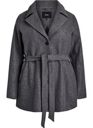 Kort kåpe med belte, Medium Grey Melange