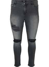 Tettsittende jeans med detaljer, Grey Denim