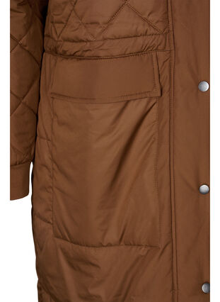 Quiltet jakke med hette og justerbar midje, Toffee, Packshot image number 3