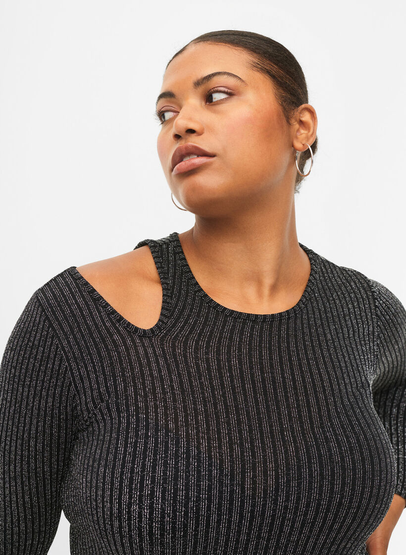 Kjole med lange ermer og glitter, B.w. Silver Stripes, Model image number 2