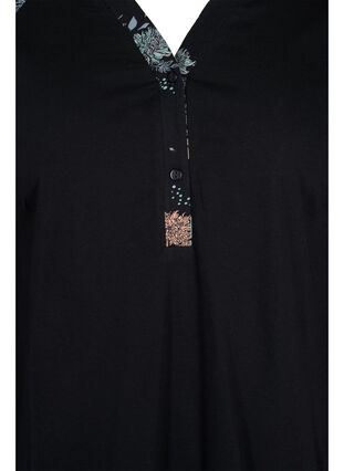 Nattkjole med mønster i bomull, Black Flower AOP, Packshot image number 2