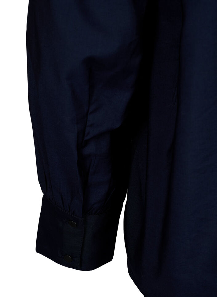 Viscose skjorte Bluse med ruffles, Sky Captain, Packshot image number 3