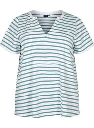 T-skjorte i bomull med striper og v-hals, B.White/SeaP.Stripes
