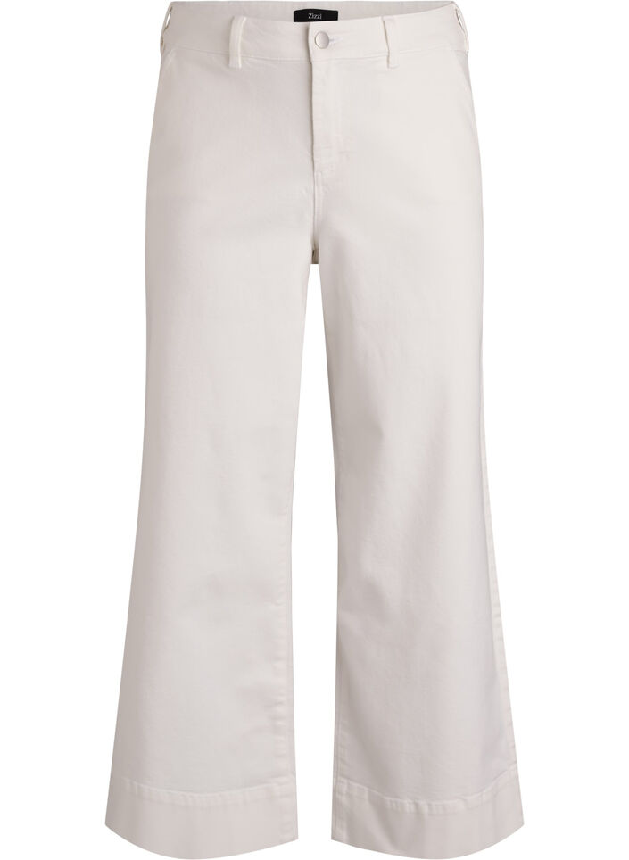 Myra jeans med h&oslash;y midje og wide fit, Hvit, Packshot image number 0