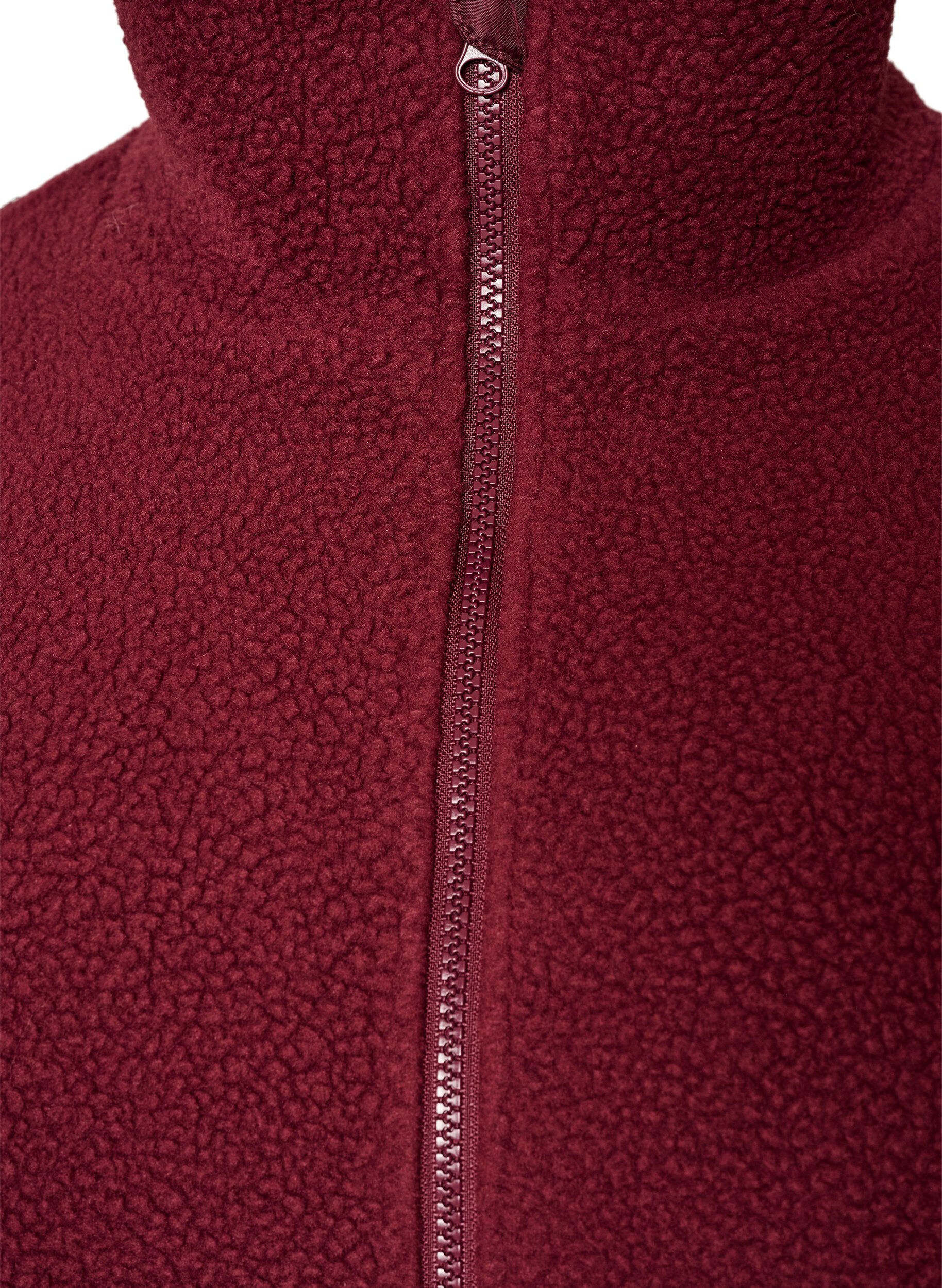 ZizziTeddyjakke med brodert kant i hullm&oslash;nster og h&oslash;y hals, R&oslash;d, Packshot image number 2