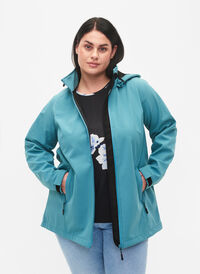 Softshelljakke med avtagbar hette, Brittany Blue, Model