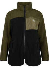 Teddy jakke med color block