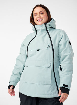 Zizzi Funksjonell skianorakk med hette, Grønn, Model image number 0