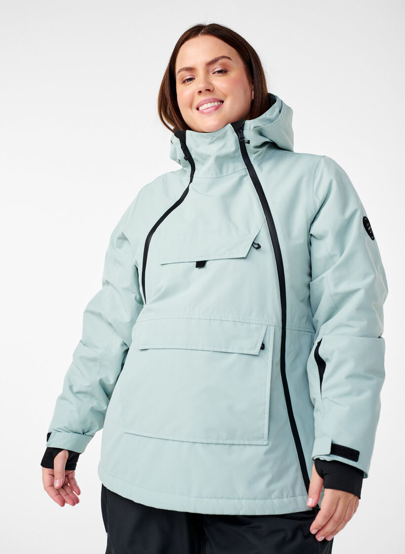 Funksjonell skianorakk med hette, Grønn, Model image number 0