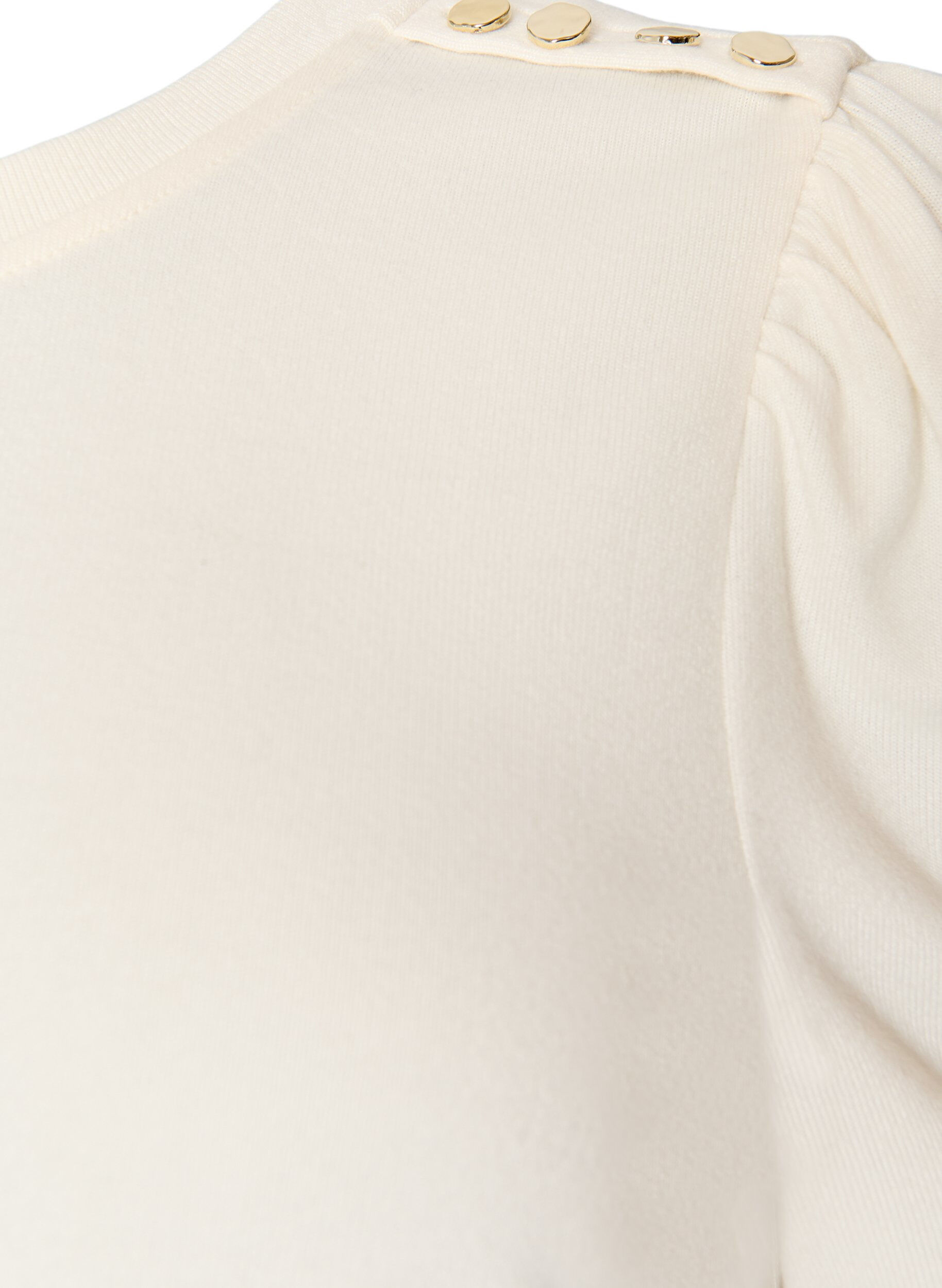 ZizziBluse med knappedetaljer og korte puffermer, Beige, Packshot image number 2