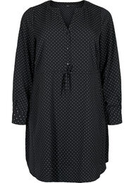 Kjole med trykk og snøring i midjen, Black Dot