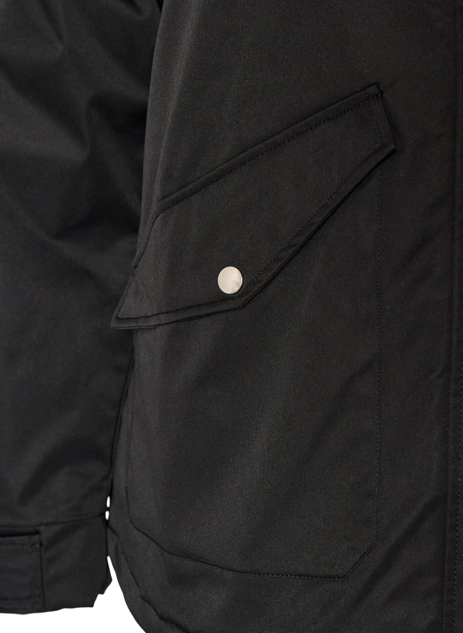 ZizziPolstret parkas med avtakbar hette, Svart, Packshot image number 3