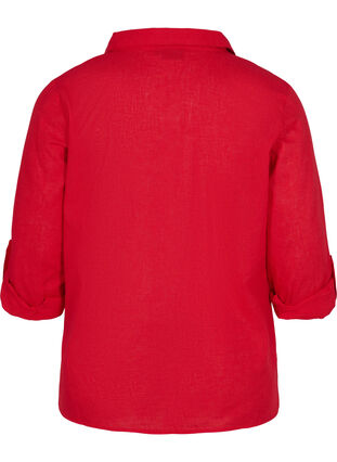 Bluse med 3/4-ermer og knapper, Chinese Red, Packshot image number 1