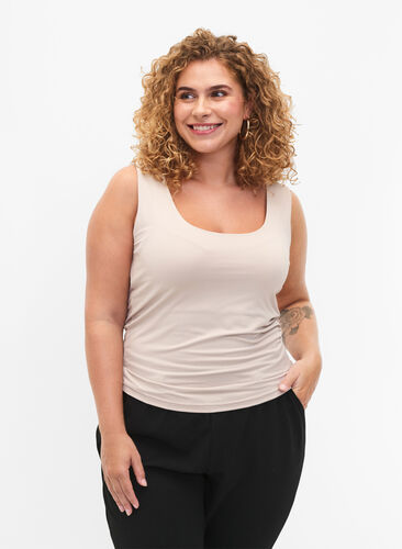 Zizzi Vendbar topp i stretch, Silver Gray, Model image number 0