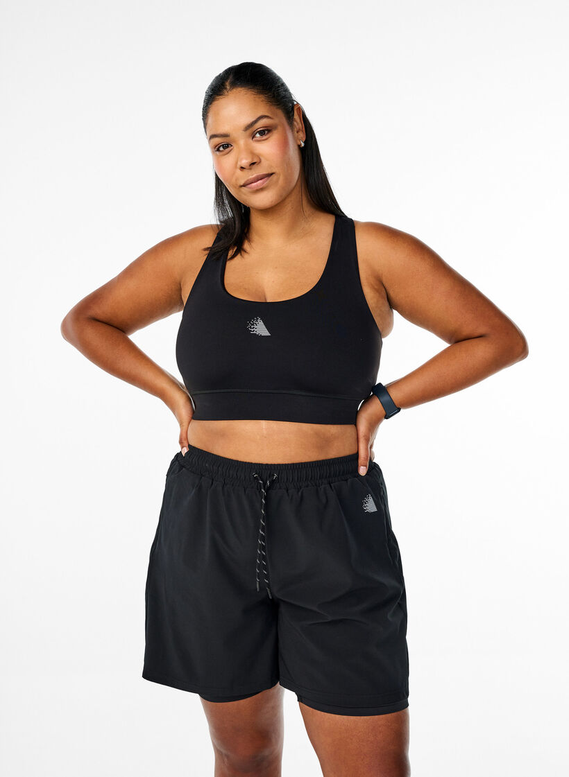 Treningsshorts med innershorts, Black, Model image number 0