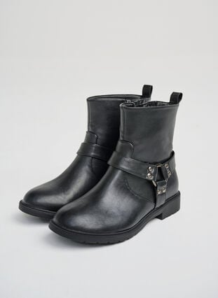 Zizzi Wide fit - Kort bikerstøvel, Black, Image image number 0