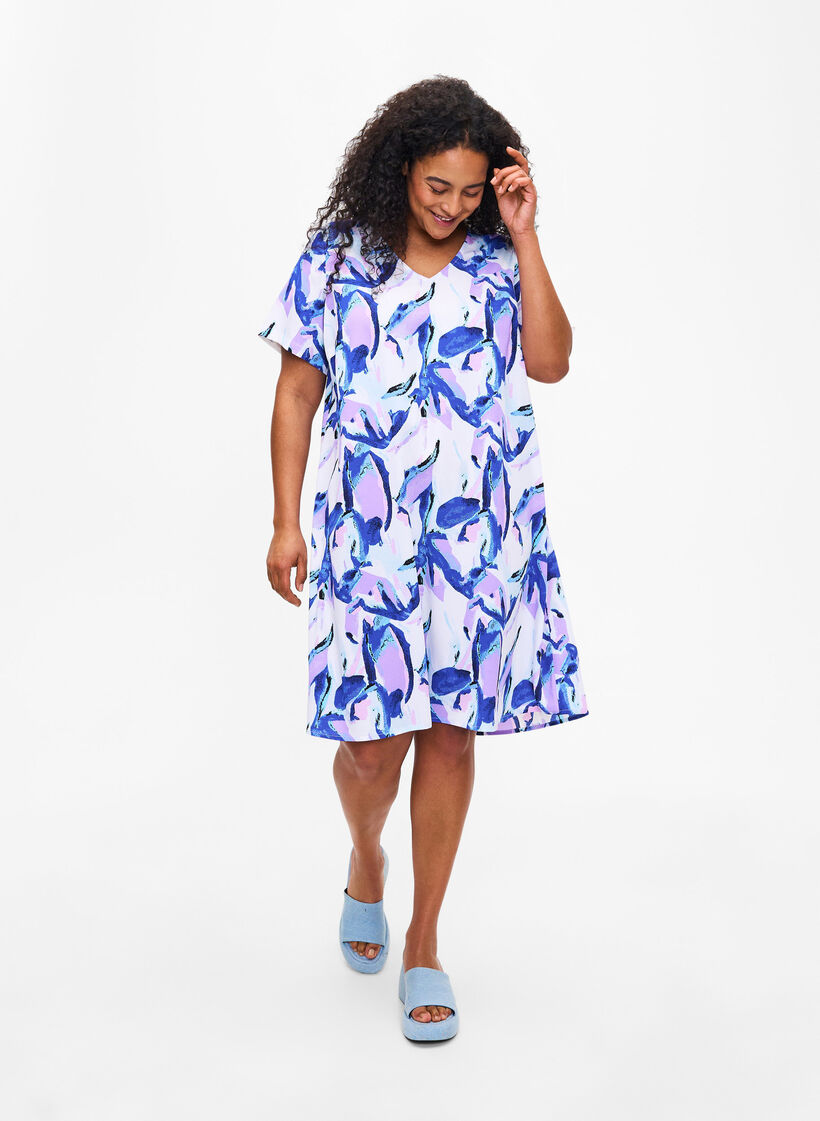 FLASH – Kjole med V-hals og trykk, Snow White Flower, Model image number 2