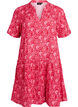 Kort A-linjekjole i bomullsmuslin, R&oslash;d, Packshot image number 0