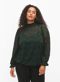 Blondebluse med lange ermer og vaffelsøm, Scarab, Model
