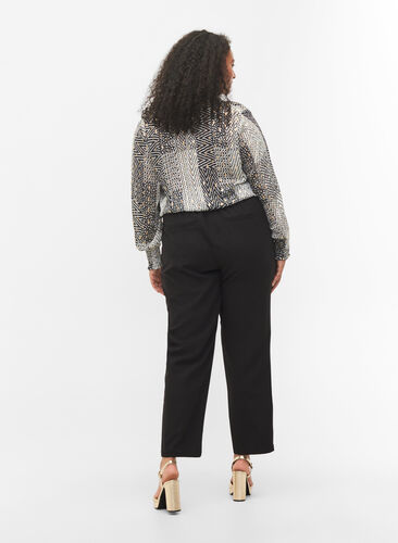 Ensfargede bukser med straight fit, Black, Model image number 1
